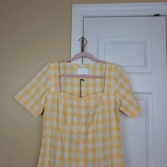 Rita Row Maria Mini Dress in Yellow White Gingham Size M - Picture 2 of 9